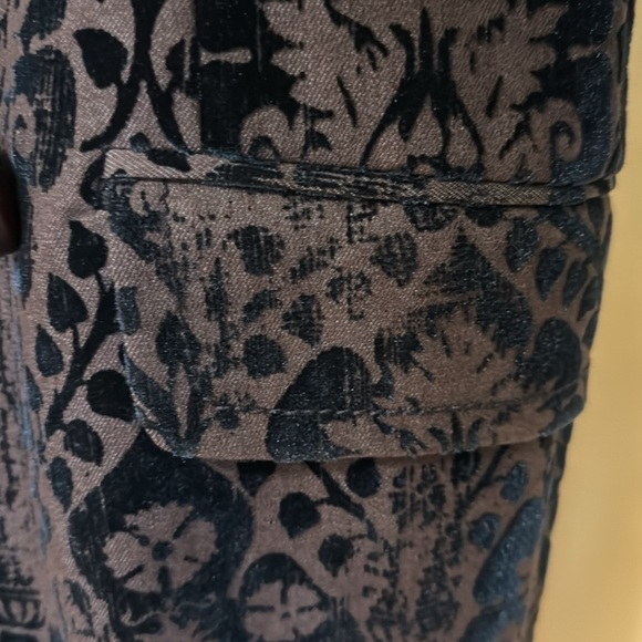 Jacquard/Damask peacoat - dark blue with faux fur collar - Picture 5 of 7